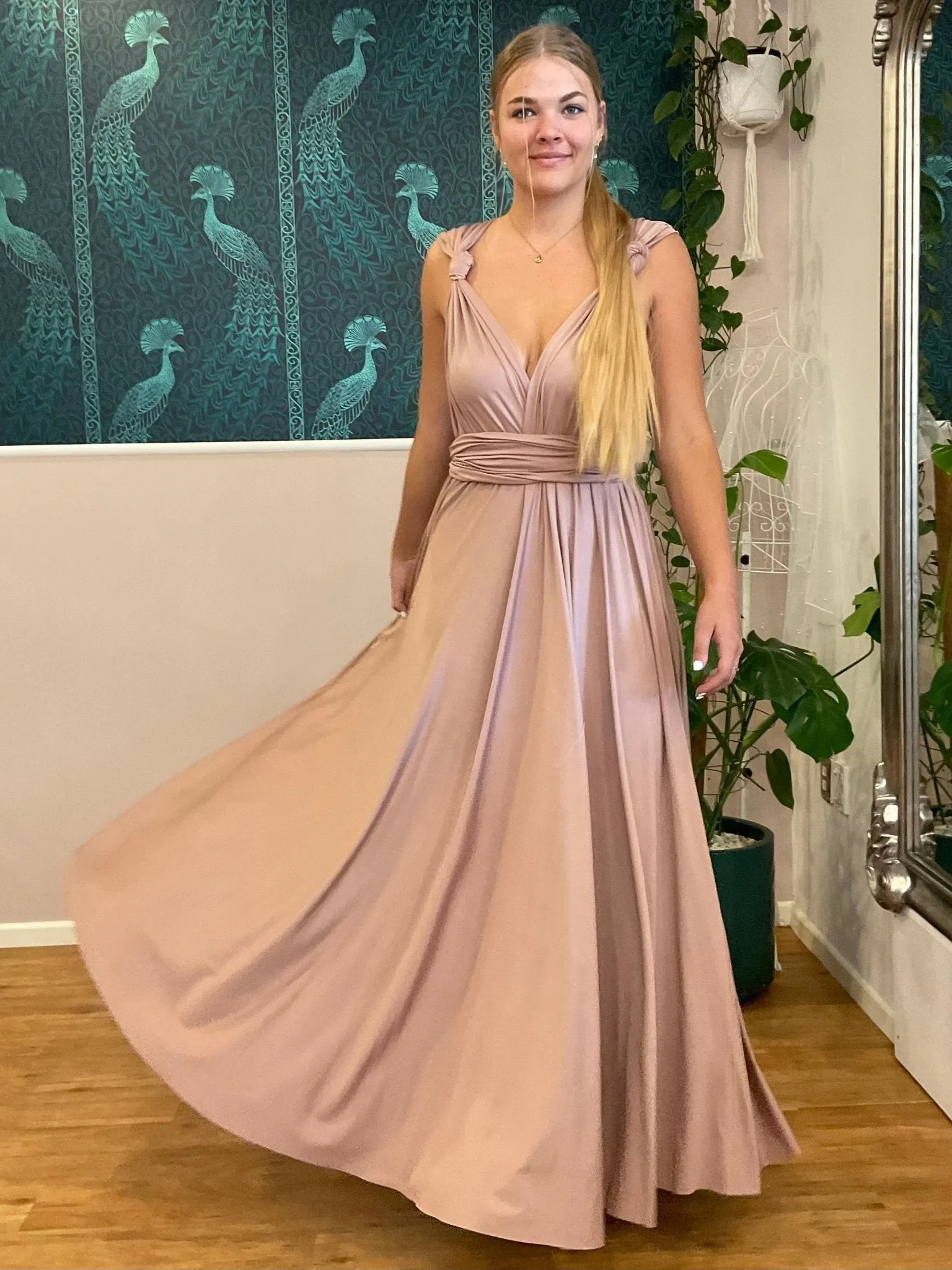 Taupe Convertible Infinity bridesmaid dress Express NZ wide