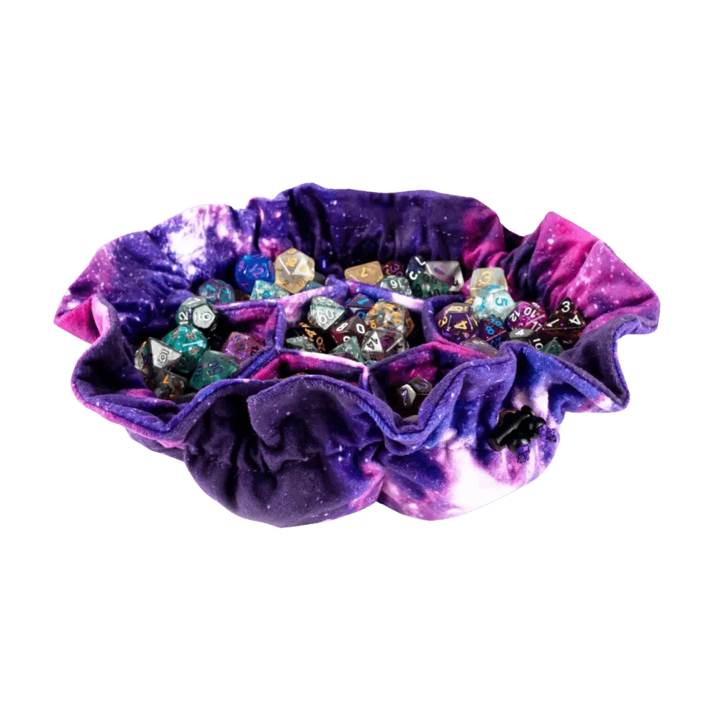 Velvet Compartment Dice Bag with Pockets: Nebula