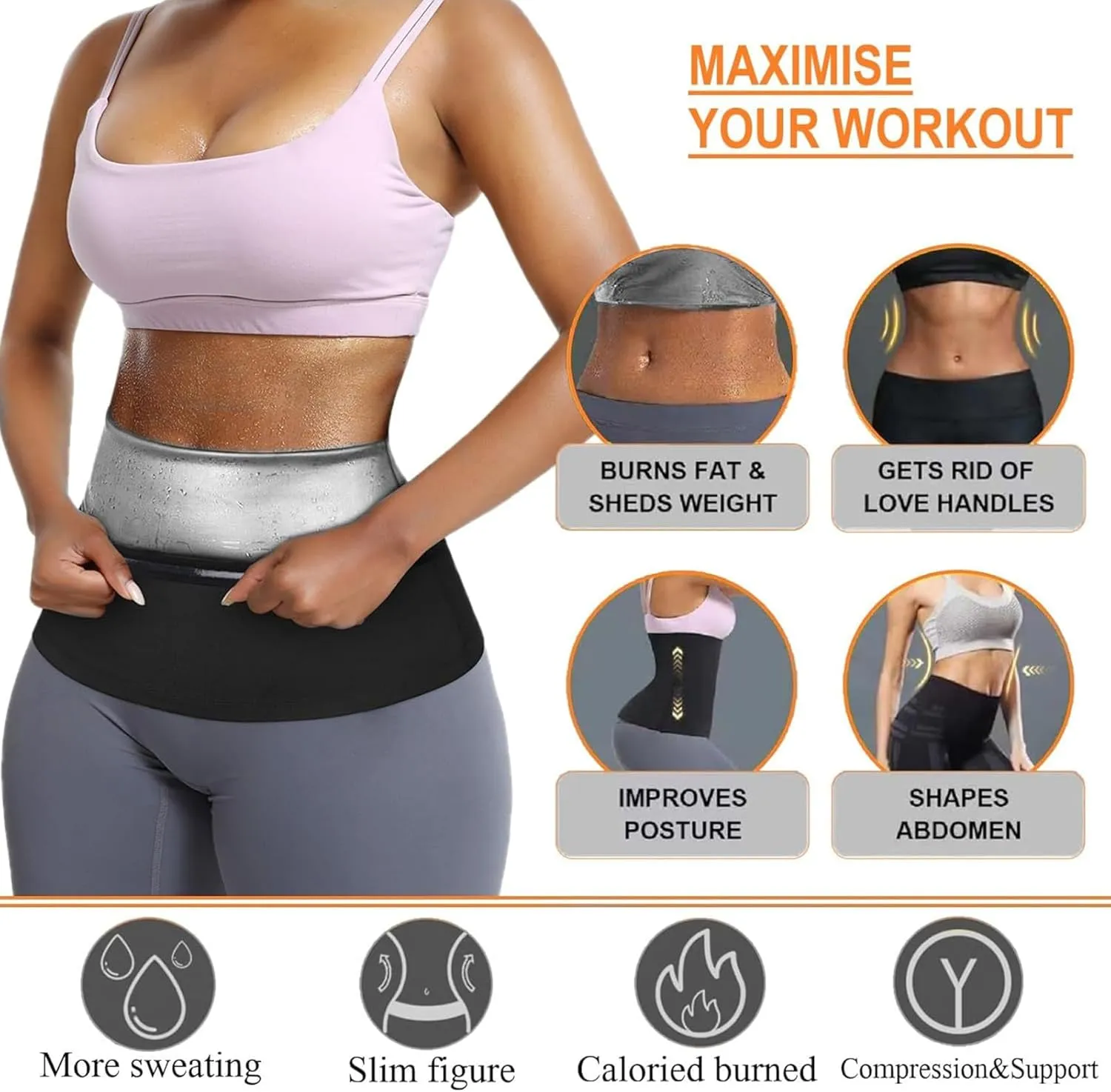 Waist Trainer Trimmer Sweat Belt Band for Women Lower Belly Fat Sauna Slimming Belt Suit Workout