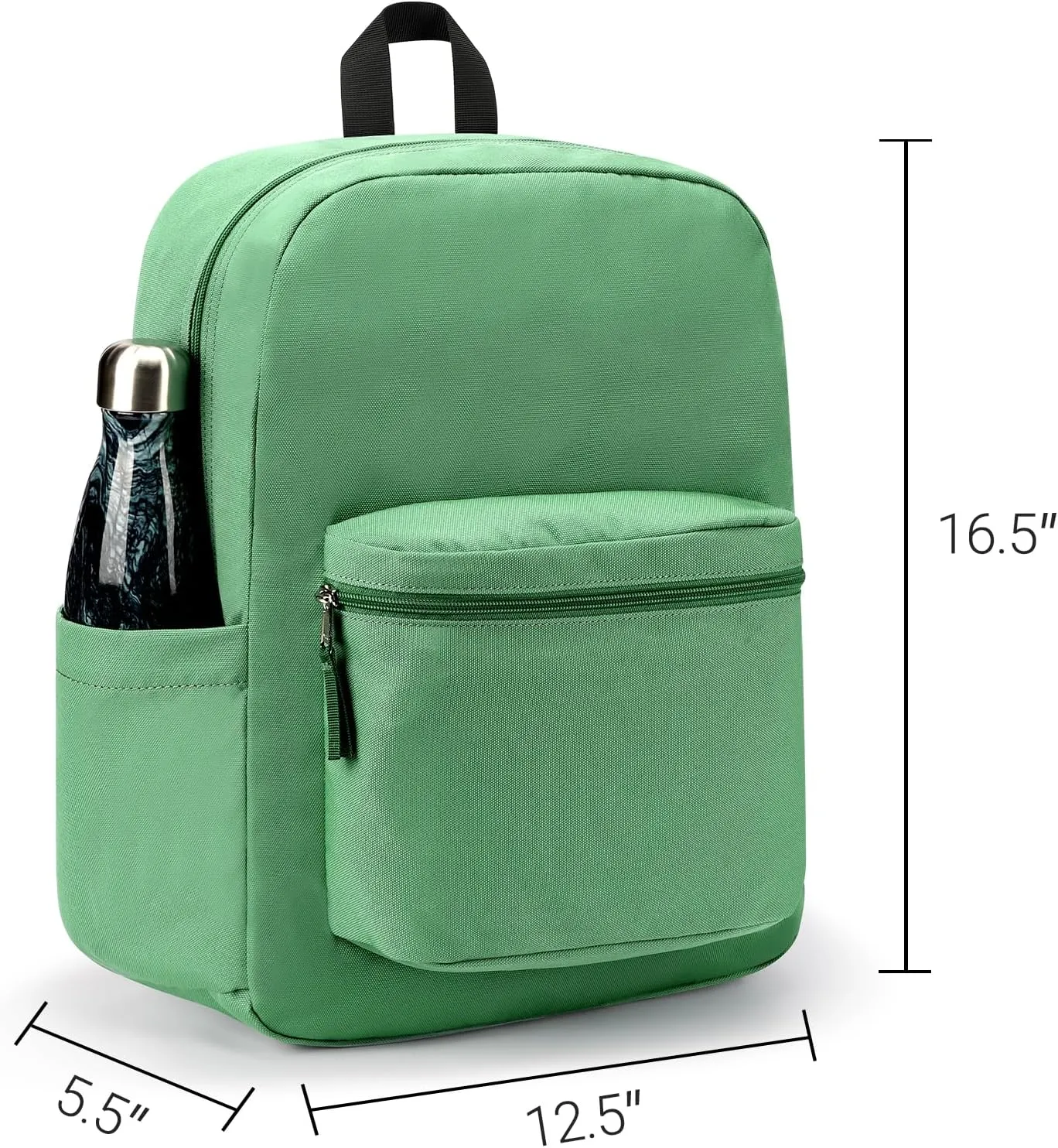 ZORFIN Basic Backpack for School Work Travel: Water Resistant Backpacks for Men and Women - Lightweight Bookbag for Girls and Boys - Green