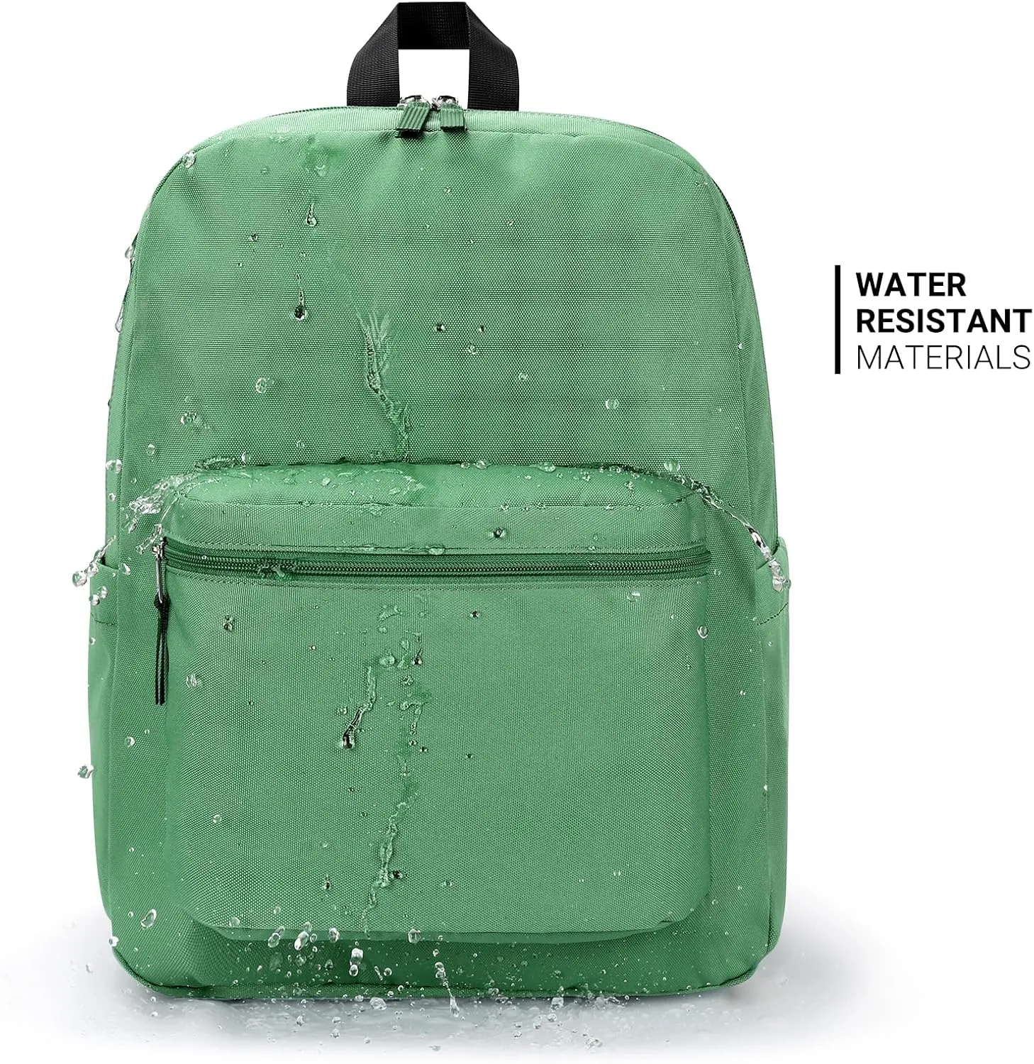 ZORFIN Basic Backpack for School Work Travel: Water Resistant Backpacks for Men and Women - Lightweight Bookbag for Girls and Boys - Green