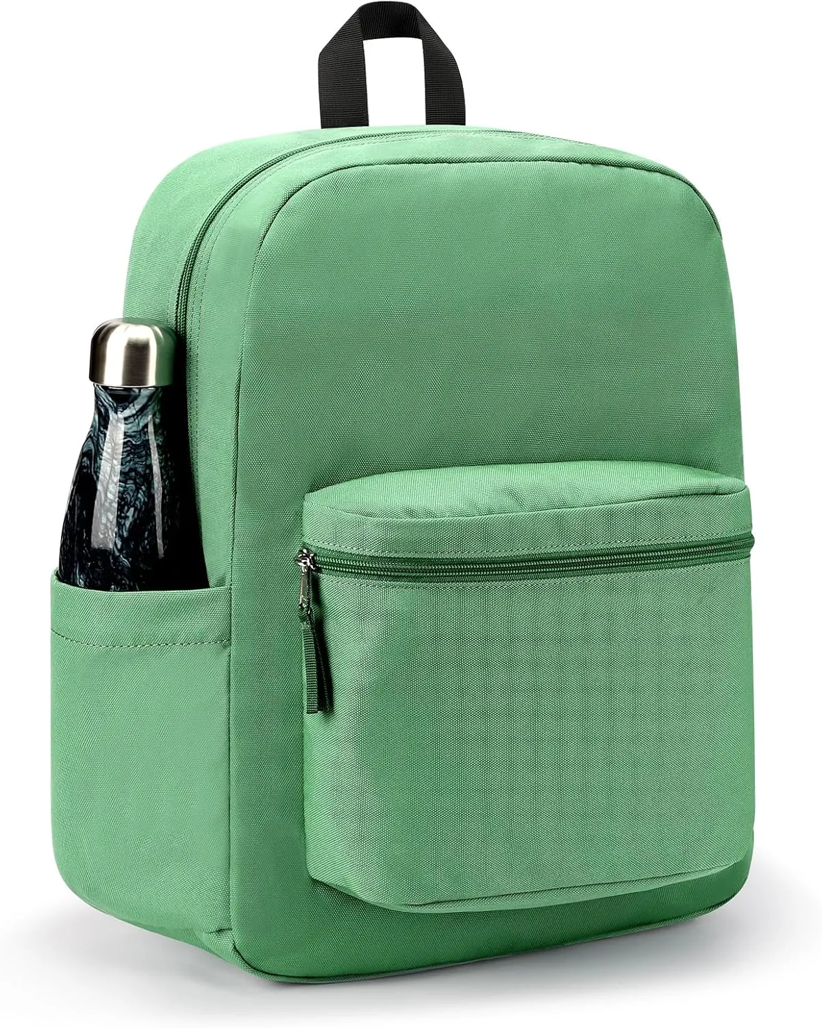 ZORFIN Basic Backpack for School Work Travel: Water Resistant Backpacks for Men and Women - Lightweight Bookbag for Girls and Boys - Green
