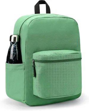 ZORFIN Basic Backpack for School Work Travel: Water Resistant Backpacks for Men and Women - Lightweight Bookbag for Girls and Boys - Green